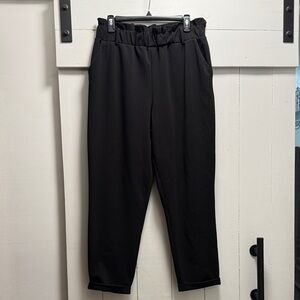 Maurices Black Paper Bag Elastic Waist Dress Pants Large L Slacks Trousers